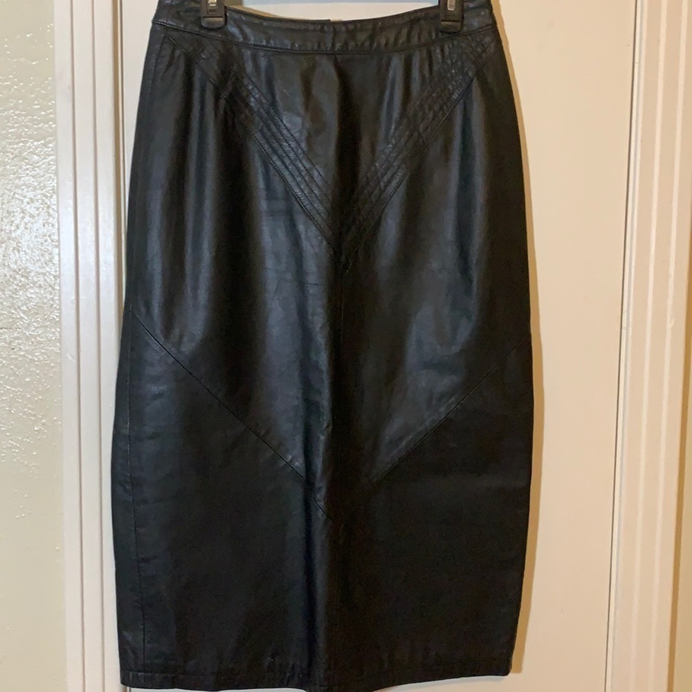 Vintage Cayenne Leather Pencil Skirt